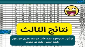 مؤشرات نجاح نتائج الصف الثالث متوسط بالعراق الدور الأول وكيفية الحصول عليها فور ظهورها